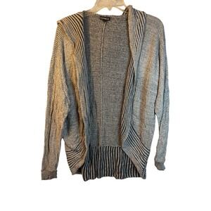 Womens Gray‎ Striped Y2k Cardigan Sweater Open Front Lightweight Size S